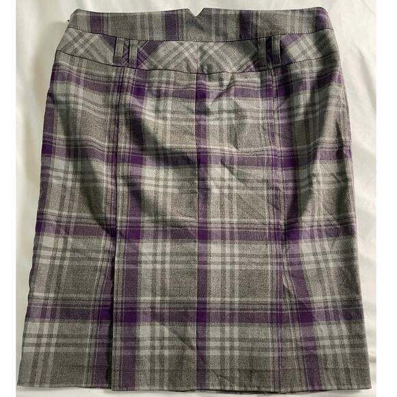 Vtg. Tracy Evans Gray and Purple Plaid Skirt SZ 9 - Picture 4 of 8